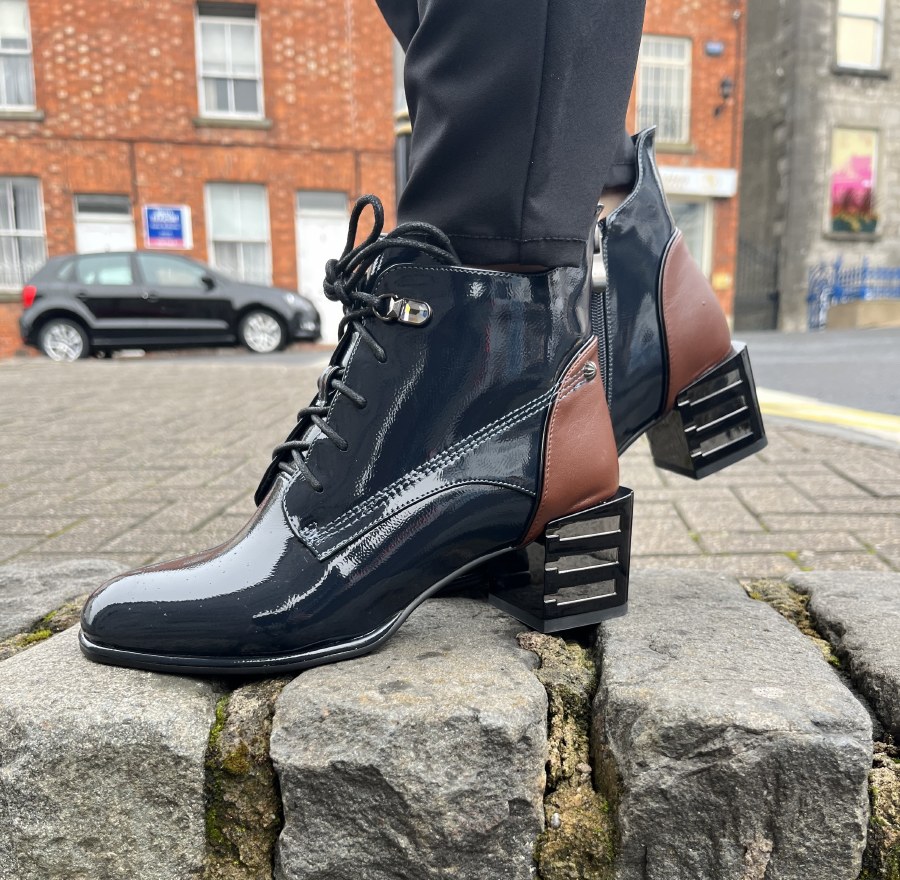 Navy patent shop ankle boots